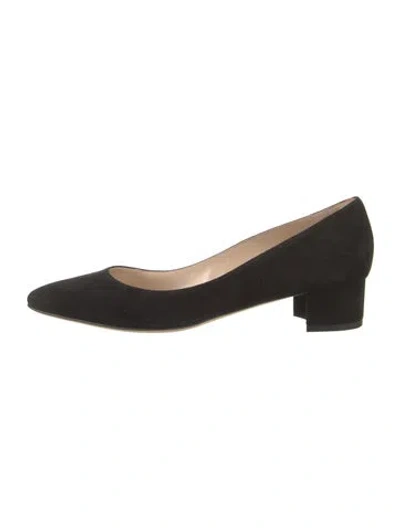 Pre-owned Manolo Blahnik Suede Mules In Black