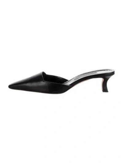 Pre-owned Manolo Blahnik Suede Mules In Black