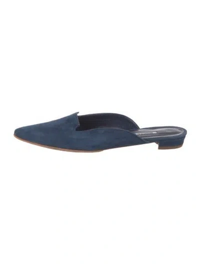 Pre-owned Manolo Blahnik Suede Mules In Blue