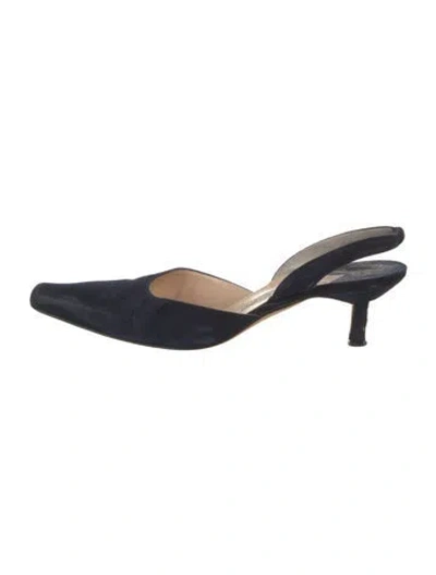 Pre-owned Manolo Blahnik Suede Mules In Blue