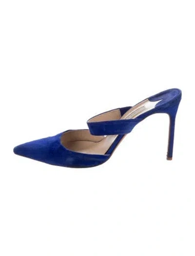 Pre-owned Manolo Blahnik Suede Mules In Blue