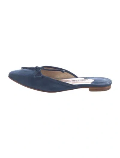 Pre-owned Manolo Blahnik Suede Mules In Blue