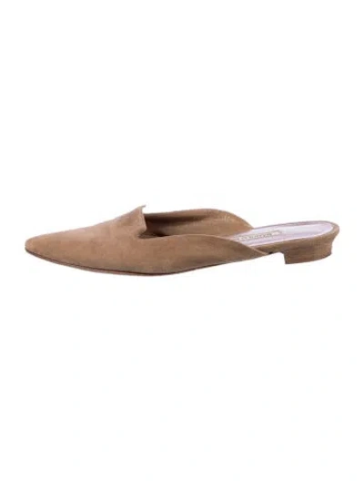Pre-owned Manolo Blahnik Suede Mules In Brown