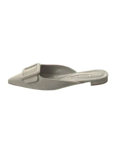 Pre-owned Manolo Blahnik Suede Mules In Gray