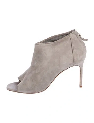 Pre-owned Manolo Blahnik Suede Mules In Gray