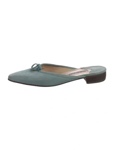 Pre-owned Manolo Blahnik Suede Mules In Green