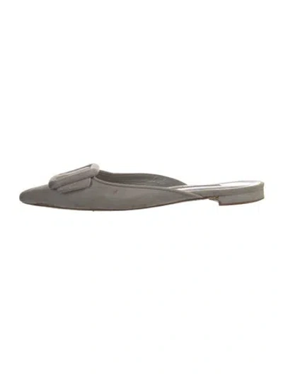 Pre-owned Manolo Blahnik Suede Mules In Grey