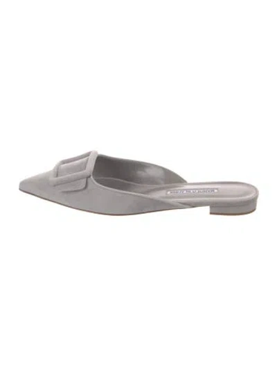 Pre-owned Manolo Blahnik Suede Mules In Grey