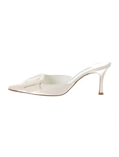 Pre-owned Manolo Blahnik Suede Mules In Neutral