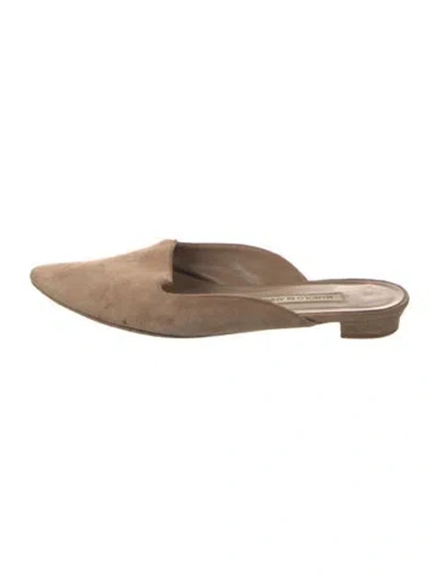 Pre-owned Manolo Blahnik Suede Mules In Neutral