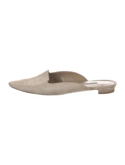 Pre-owned Manolo Blahnik Suede Mules In Neutral