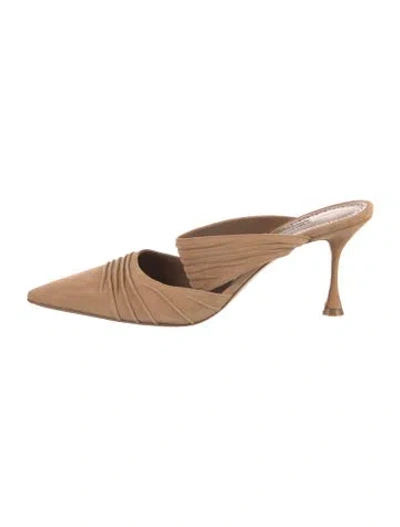 Pre-owned Manolo Blahnik Suede Mules In Neutral