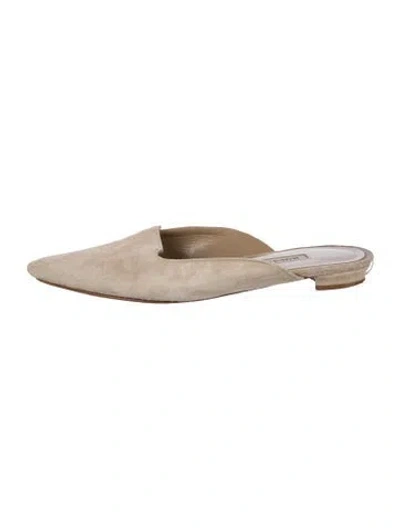 Pre-owned Manolo Blahnik Suede Mules In Neutral