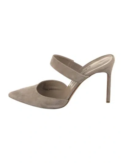 Pre-owned Manolo Blahnik Suede Mules In Neutrals