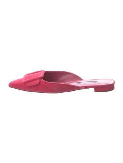 Pre-owned Manolo Blahnik Suede Mules In Pink