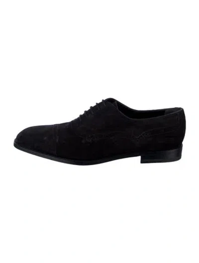 Pre-owned Manolo Blahnik Suede Oxfords In Black