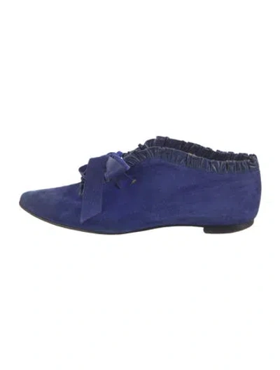 Pre-owned Manolo Blahnik Suede Oxfords In Blue