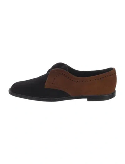Pre-owned Manolo Blahnik Suede Oxfords In Brown