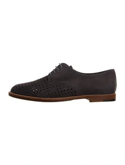 Pre-owned Manolo Blahnik Suede Oxfords In Brown