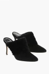 Manolo Blahnik Suede Pelos Mules With Eco-fur Detail 10cm In Black