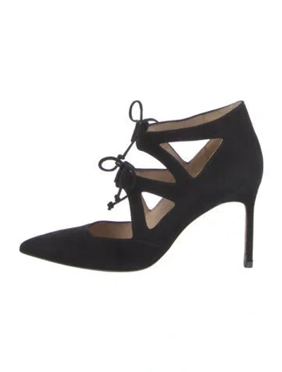 Pre-owned Manolo Blahnik Suede Pumps In Black