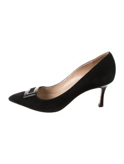 Pre-owned Manolo Blahnik Suede Pumps In Black