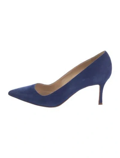 Pre-owned Manolo Blahnik Suede Pumps In Blue