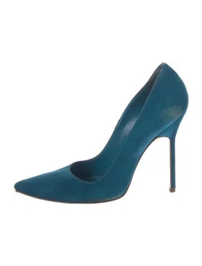 Pre-owned Manolo Blahnik Suede Pumps In Blue
