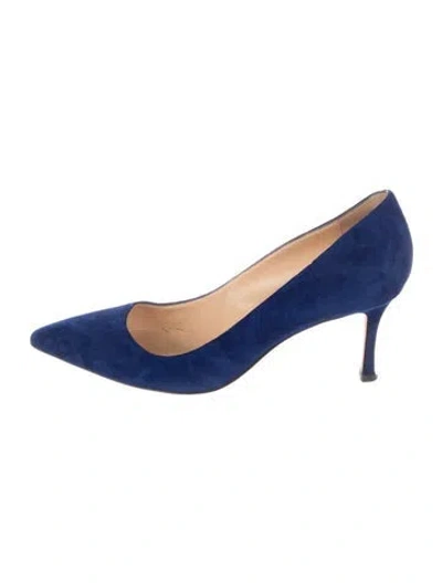 Pre-owned Manolo Blahnik Suede Pumps In Blue