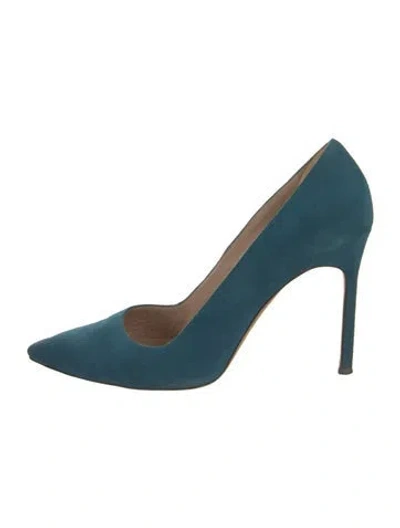 Pre-owned Manolo Blahnik Suede Pumps In Blue