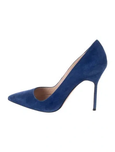 Pre-owned Manolo Blahnik Suede Pumps In Blue