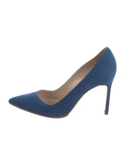 Pre-owned Manolo Blahnik Suede Pumps In Blue