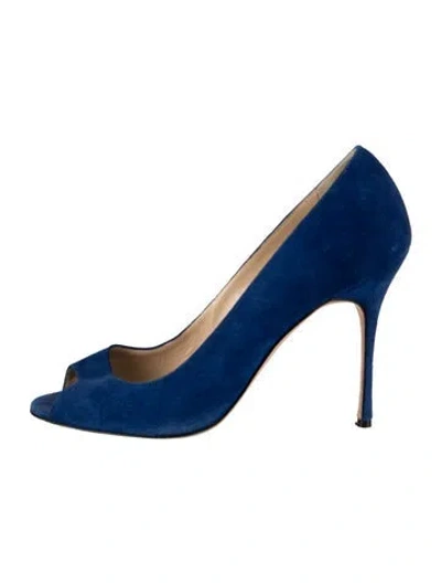 Pre-owned Manolo Blahnik Suede Pumps In Blue