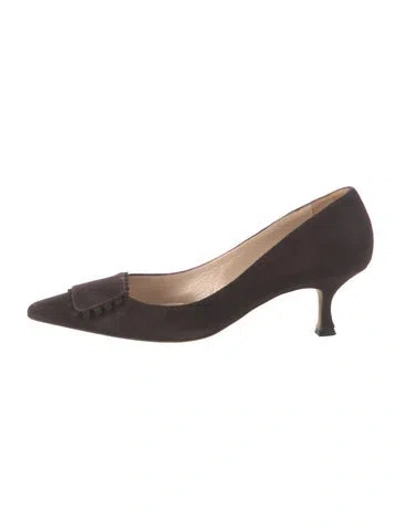 Pre-owned Manolo Blahnik Suede Pumps In Brown