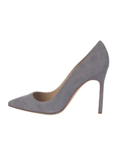 Pre-owned Manolo Blahnik Suede Pumps In Gray