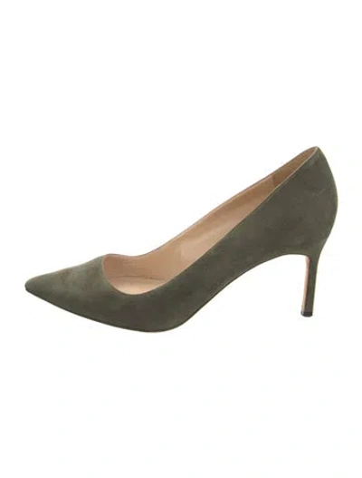 Pre-owned Manolo Blahnik Suede Pumps In Green