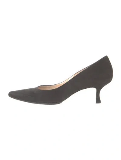 Pre-owned Manolo Blahnik Suede Pumps In Grey