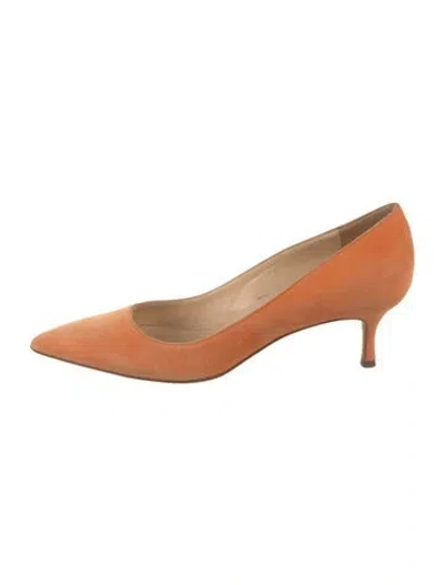 Pre-owned Manolo Blahnik Suede Pumps In Neutral