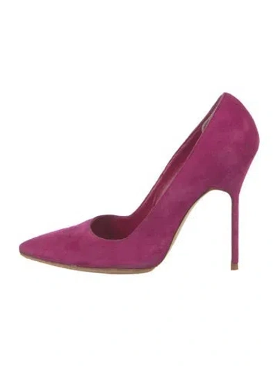 Pre-owned Manolo Blahnik Suede Pumps In Purple