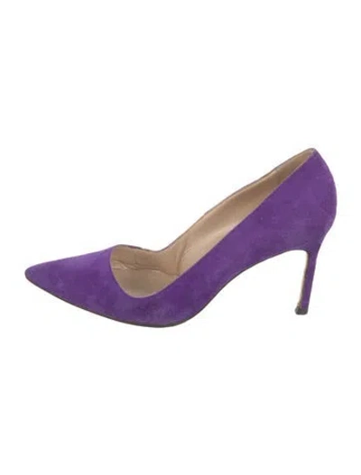Pre-owned Manolo Blahnik Suede Pumps In Purple
