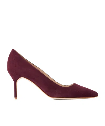 Manolo Blahnik Bb 70 Suede Pumps In Burgundy