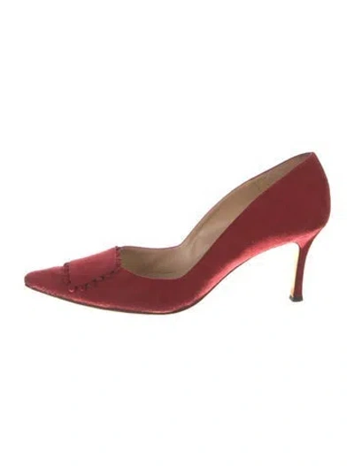 Pre-owned Manolo Blahnik Suede Pumps In Red