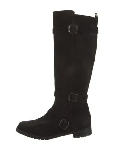 Pre-owned Manolo Blahnik Suede Riding Boots In Black