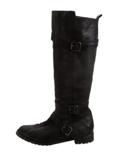 Pre-owned Manolo Blahnik Suede Riding Boots In Black