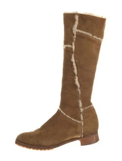 Pre-owned Manolo Blahnik Suede Riding Boots In Brown