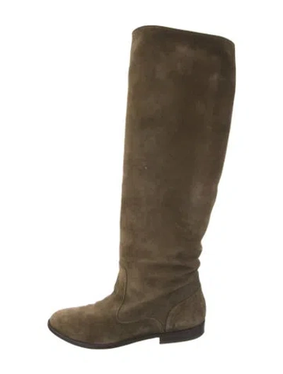 Pre-owned Manolo Blahnik Suede Riding Boots In Green