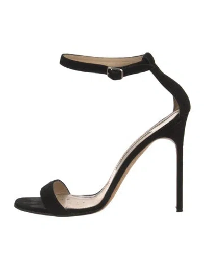 Pre-owned Manolo Blahnik Suede Sandals In Black