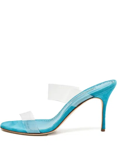 Pre-owned Manolo Blahnik Suede Sandals In Blue