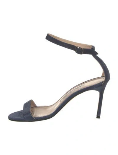 Pre-owned Manolo Blahnik Suede Sandals In Blue