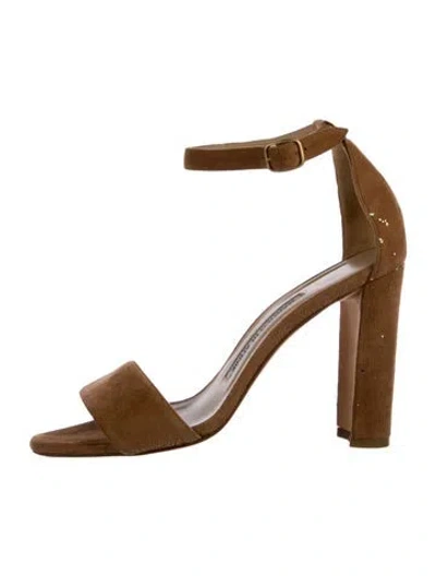 Pre-owned Manolo Blahnik Suede Sandals In Brown
